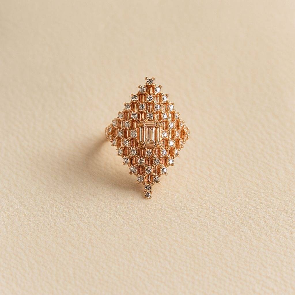 Royal Rosegold Silver Ring : R094-RG-D-14