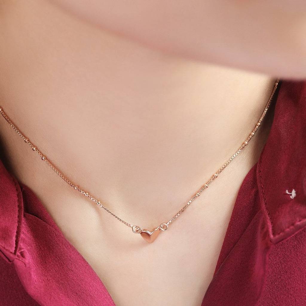 Rose Gold Heartbeat 925 Sterling Silver Necklace : NL-30211-RG