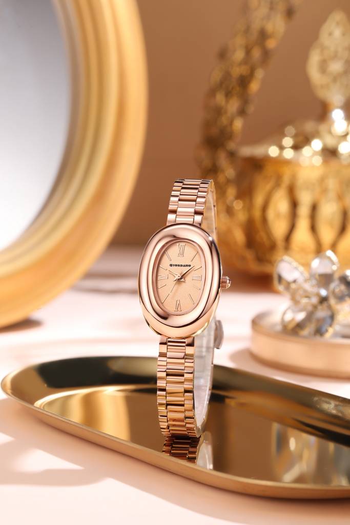 Giordano Oval Shape Dial Watch For Women – Elegant Roman Numerals, Stainless Steel Strap, Sleek Analog Design : GZ-60115-55