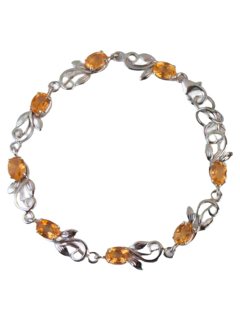 925 Sterling Silver Citrine Bracelet For Women Handmade Gemstone Bracelet Elegant Jewelry Gift For Her : FU-1045