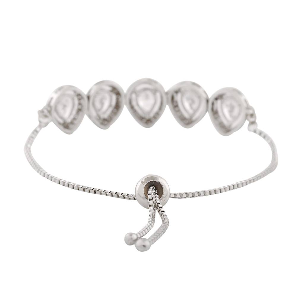 Estele Rhodium Plated Cz Precious Pears Bracelet For Women
