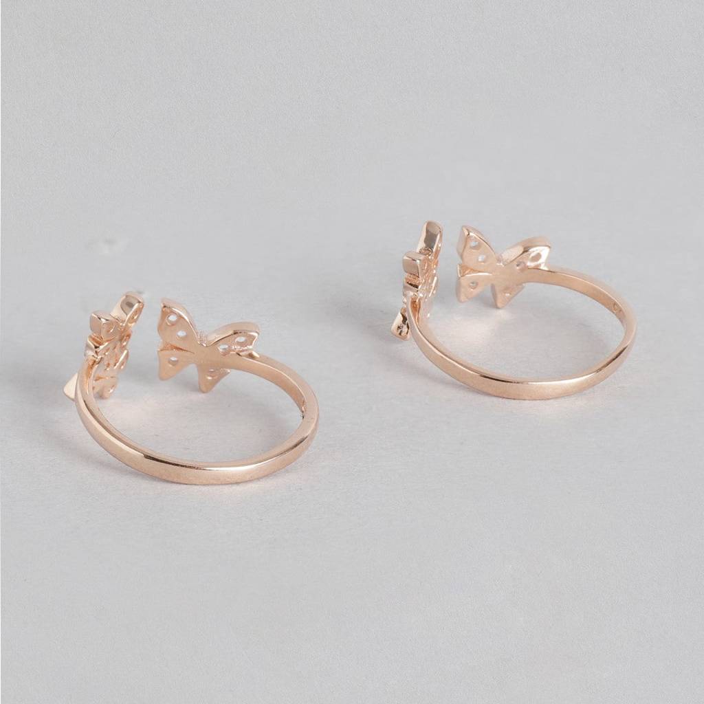Butterfly Cz Rose Gold Plated 925 Sterling Silver Toe Ring : TOE-10047