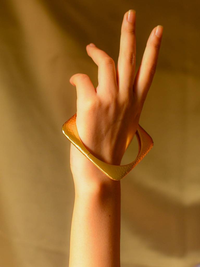 Artisanal Square Cuff Â 18K Matte Gold Plated Bracelet : ATB594MS