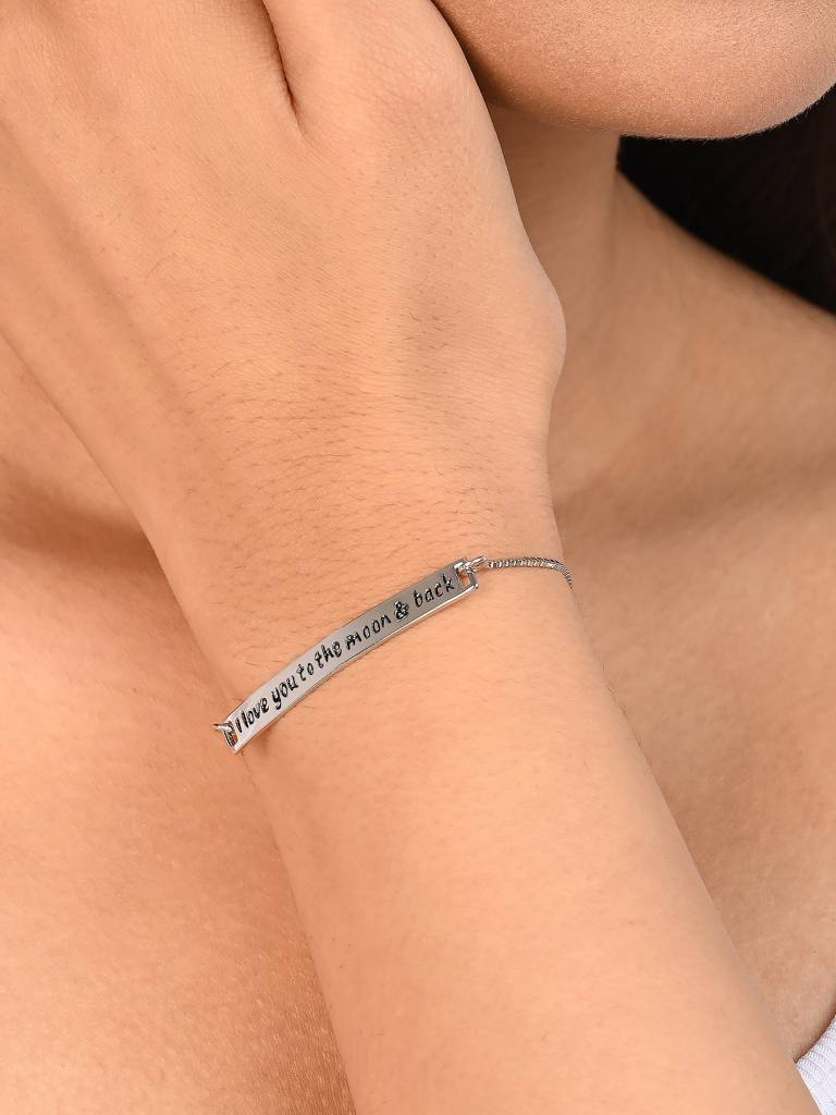 Love You To The Moon & Back Silver Bracelet : HALB2111