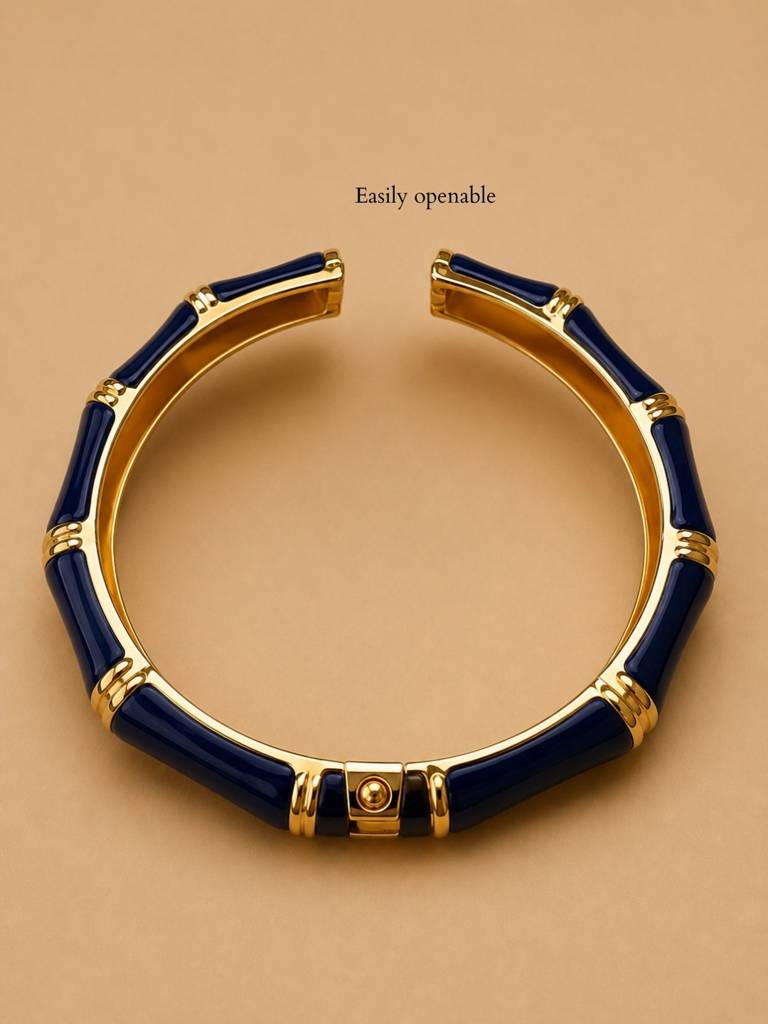 Notte Bamboo Enamel Bangle, 18K Gold-Plated : ATB1067BSB