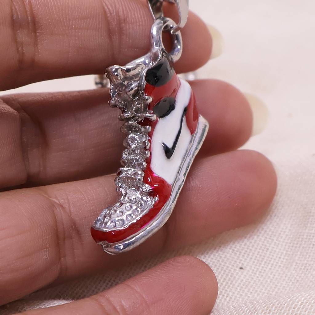 Men’S Sneaker Pendant Necklace | Stylish Shoe Charm Chain For Boys & Men | Hip Hop Streetwear Jewelry | Silver Finis : LJGN003
