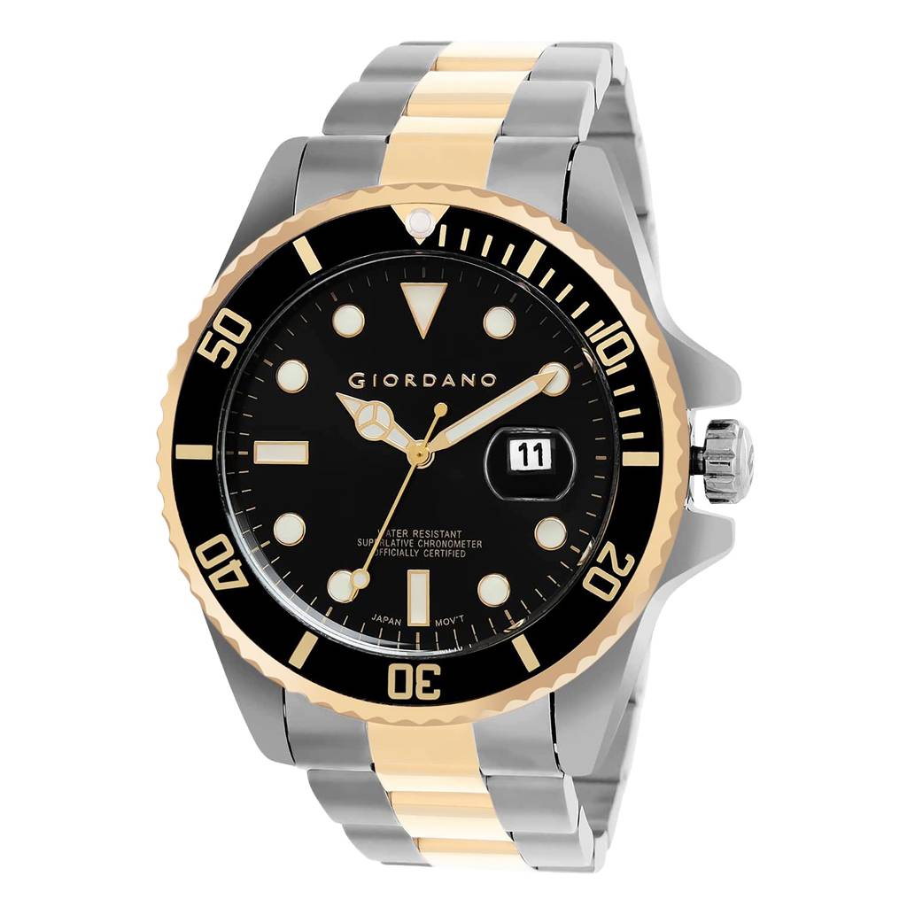 Analog Wrist Watch For Men Stylish Metal Strap With Water Resistant 3 Hand Mechanism Watch : GD-50006-55