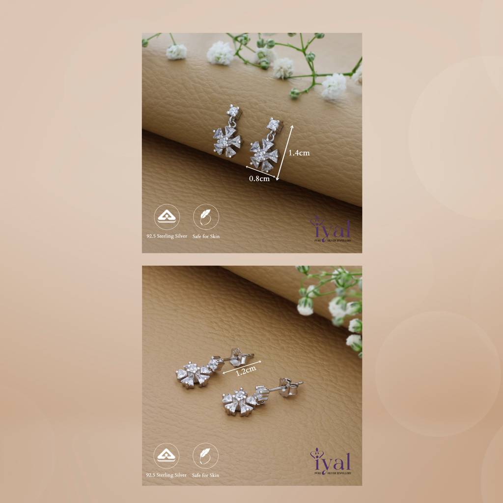 Charming Snow Flake Shine 925 Silver Drop Earrings : ED-17