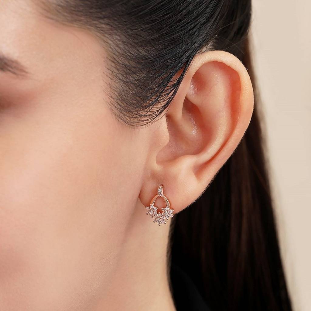 Fancy Rose Gold Plated 925 Sterling Silver Earrings : EAR-20827-RG