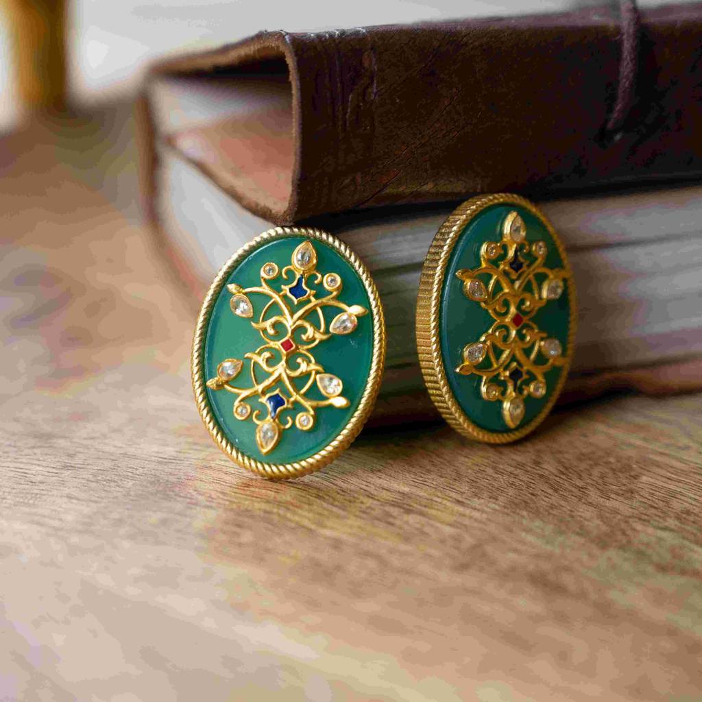 Reflection Of You Green Onyx Stud Earrings : HE942GM