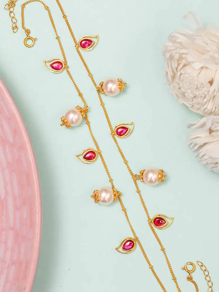 Silver Swarovski Pearl Anklet : U080SG020LA0760