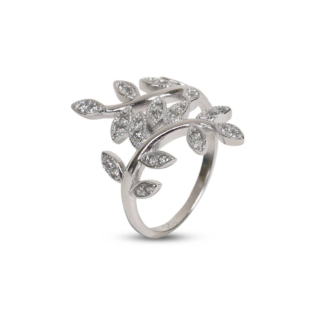 92.5 Sterling Silver Flower Ring : SR013-7