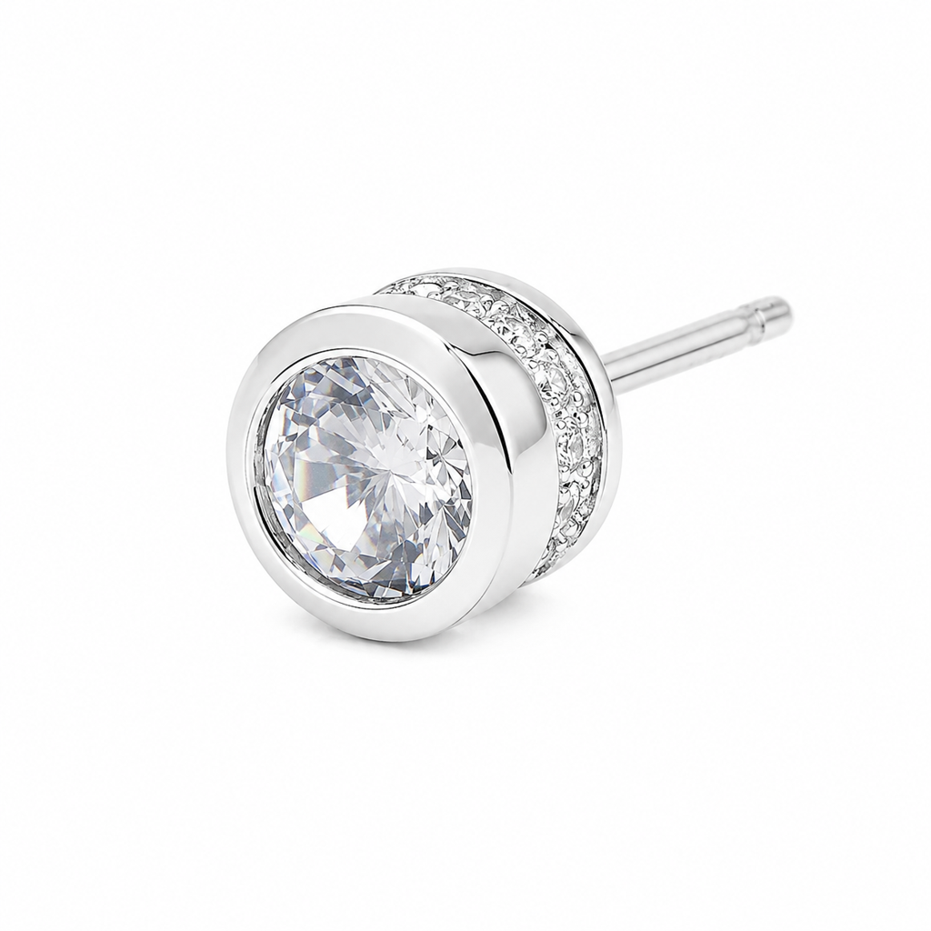 Silver Classic Round Spark Studs : WER00046