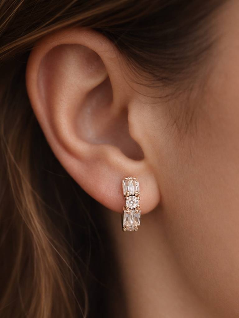 Multi Shape Ad Rose Gold Hoop Earrings | Anti-Tarnish Daily Wear : S925E658MSSH