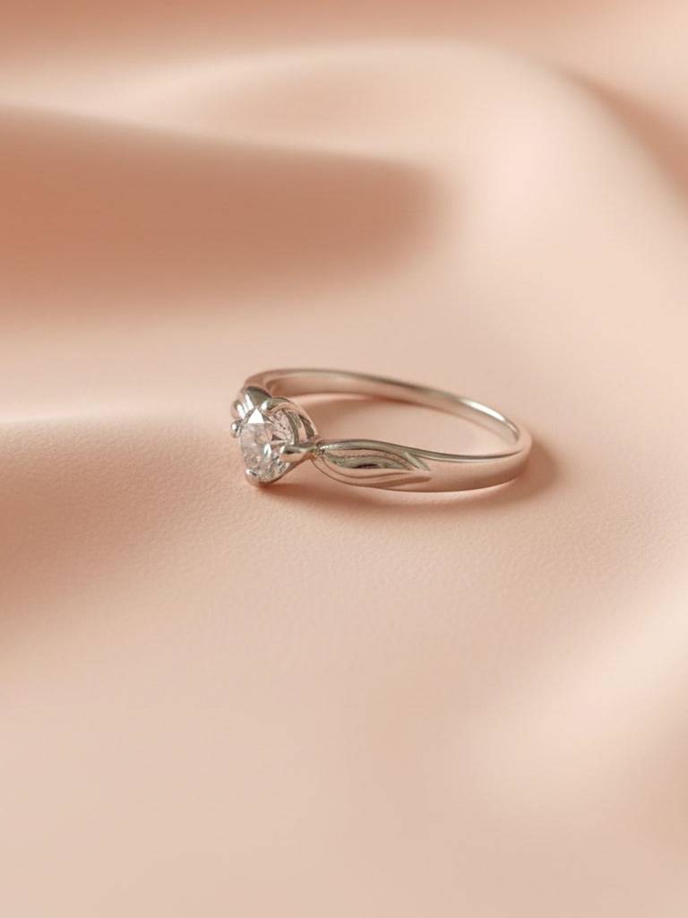 925 Pure Silver Nova Solitaire Rhodium Plated Zircon Ring : LR1332