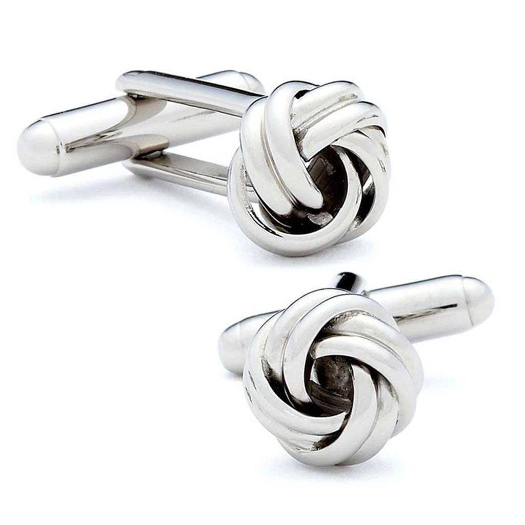 Classic Silver Knot Cufflinks Set Office Formal Wedding Shirt Jewellery For Men Business Corporate Gift : PX9CL07S
