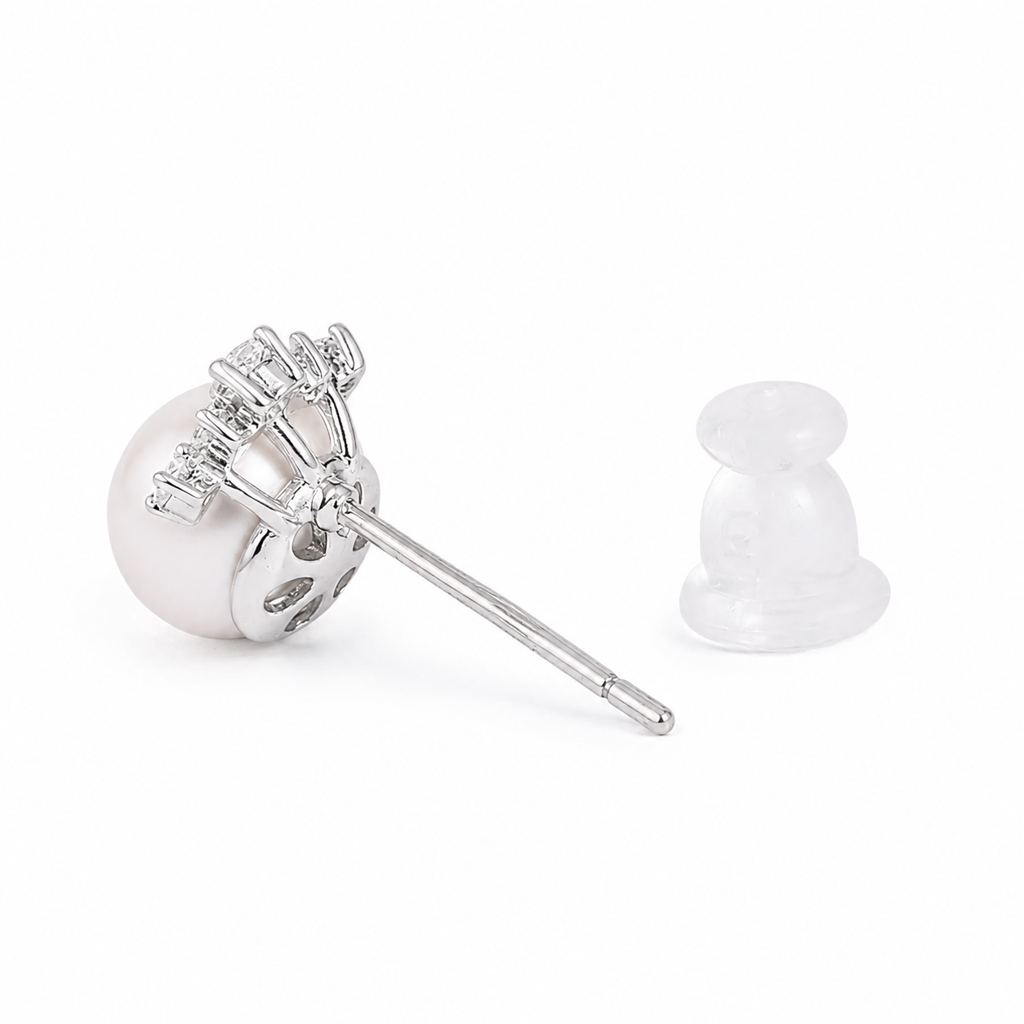 Silver Celestia Crown Pearl Studs : WER00084