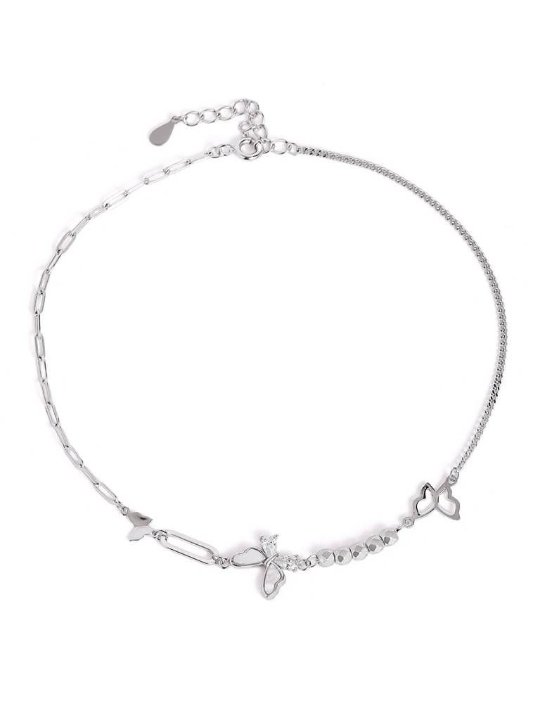 Silver Flutter Luxe Adjustable Anklet : WAN00026
