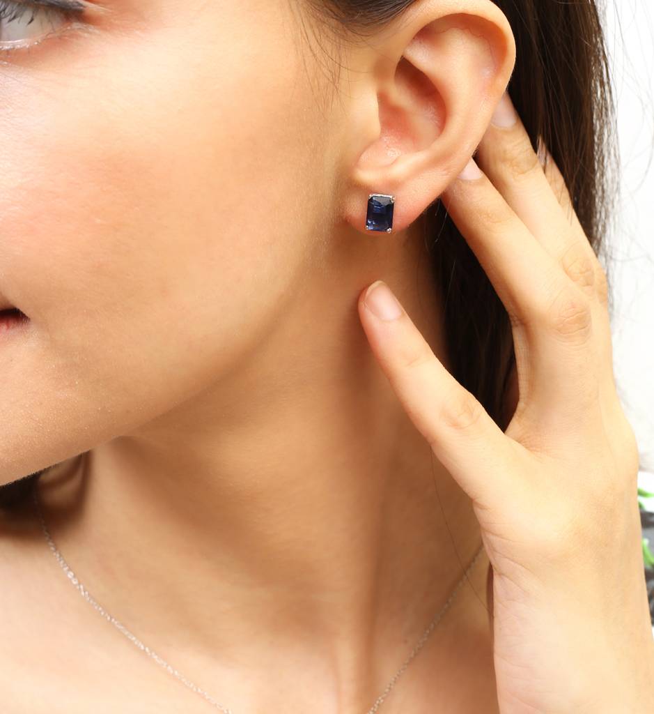 Iski Uski 925 Sterling Silver Mishi Sapphire Pendant Set With Earrings