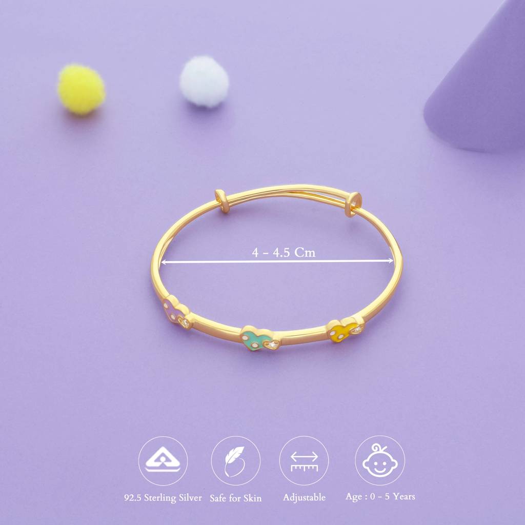 Royal Love Gold Polish 925 Kid Silver Bangles (0–5 Yrs) : KB-CC-GO-U-332-P