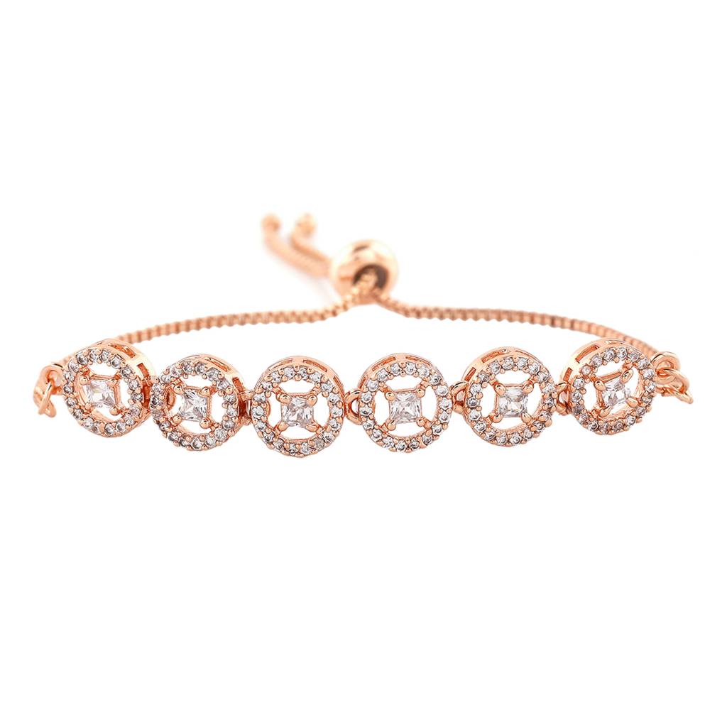 Estele Rose Gold Plated Cz Rotating Glitter Bracelet For Women : AD-046-RGBR