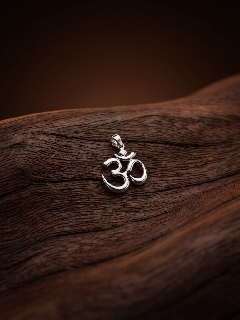 925 Sterling Silver Religious Om Pendant : STP184-15
