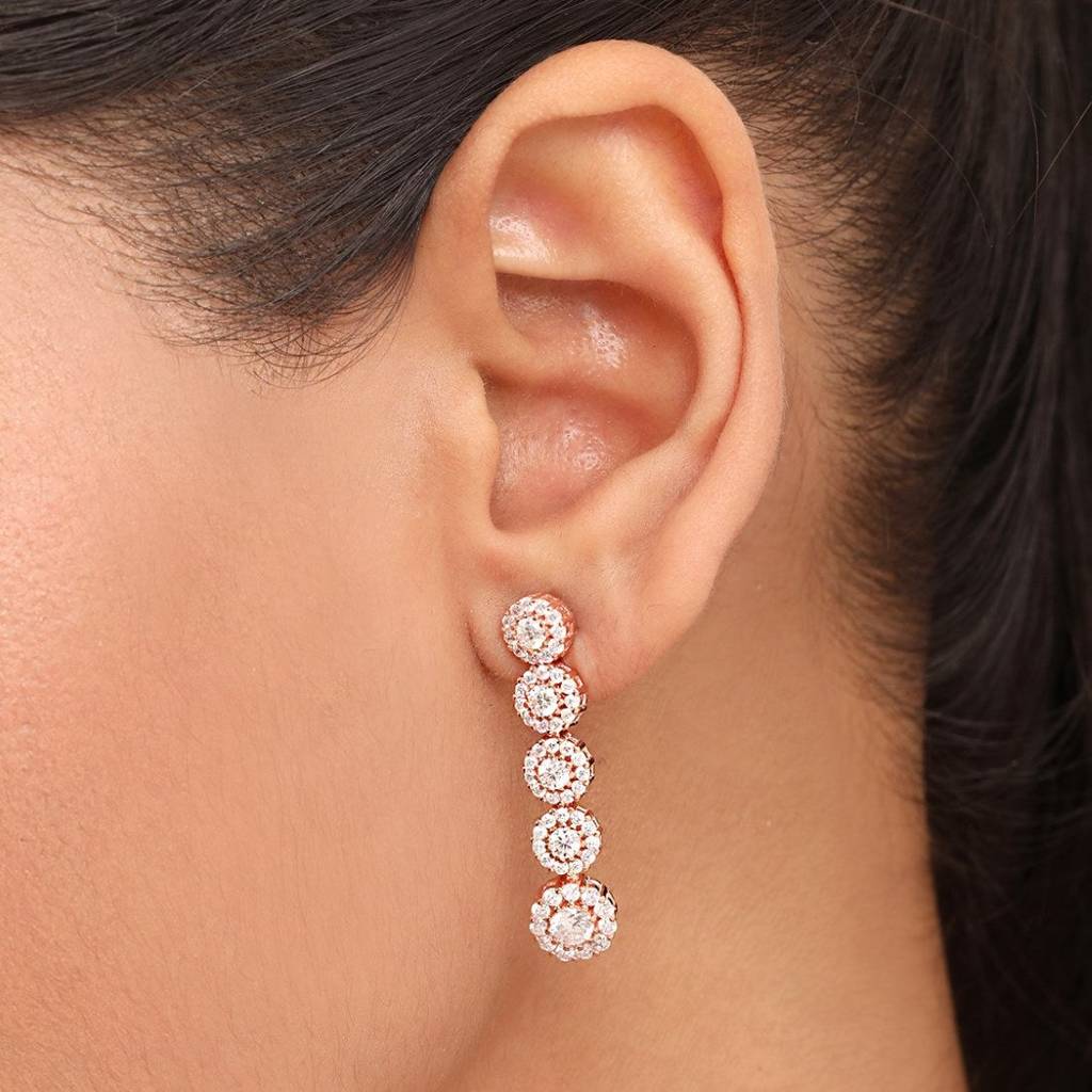 Flowing Elegance Rose Gold Plated 925 Sterling Silver Earrings : EAR-20858-RG