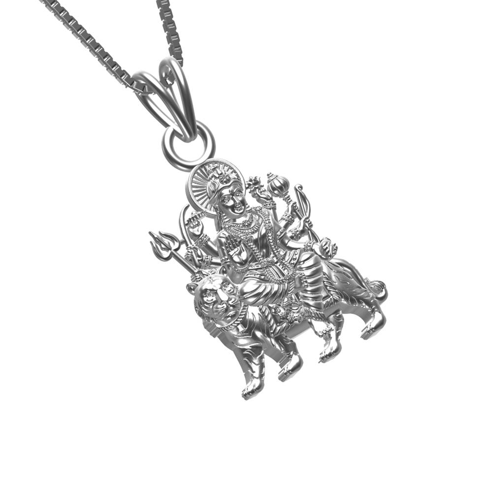 Sterling Silver Goddess Durga Maa Pendant : ZLGDP-1051