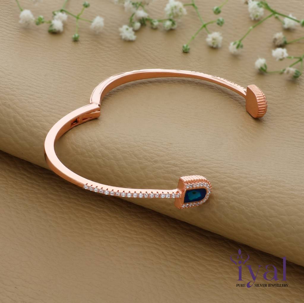 Blue Charming Rose Gold Polish 925 Silver Kada : KA-17