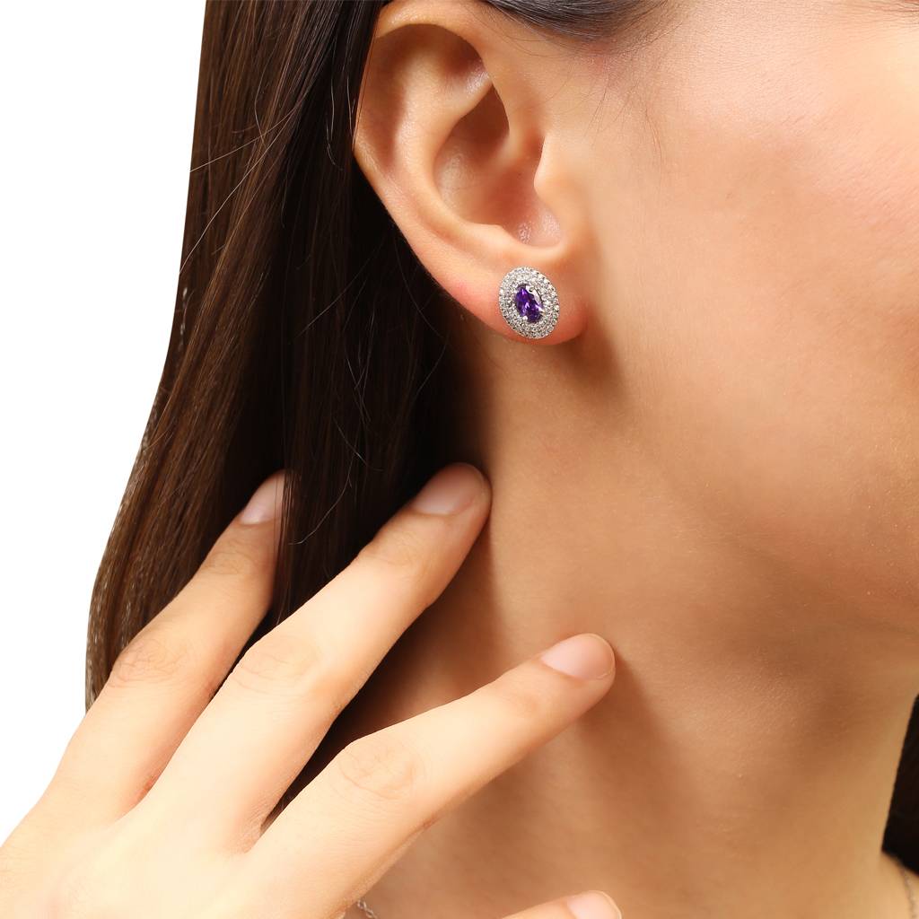 Iski Uski 925 Sterling Silver Bevan Amethyst Drop Earrings