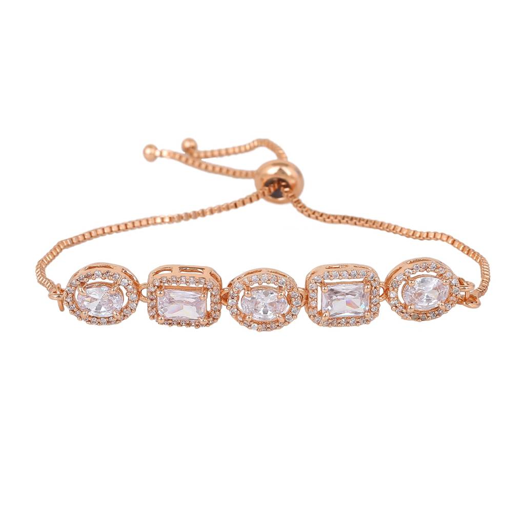 Estele Rose Gold Plated Cz Beautiful Designer Bracelet For Women : AD-051-RG-WEBR