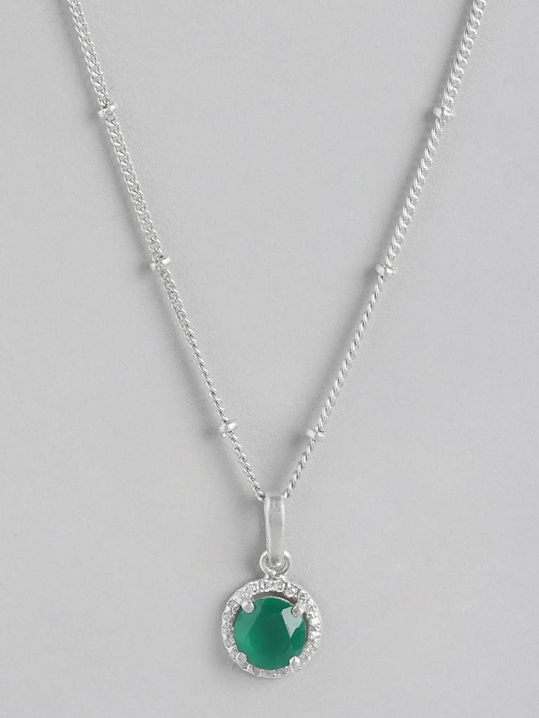 92.5 Silver Green Zircon Loop Necklace : U100SG005MY049