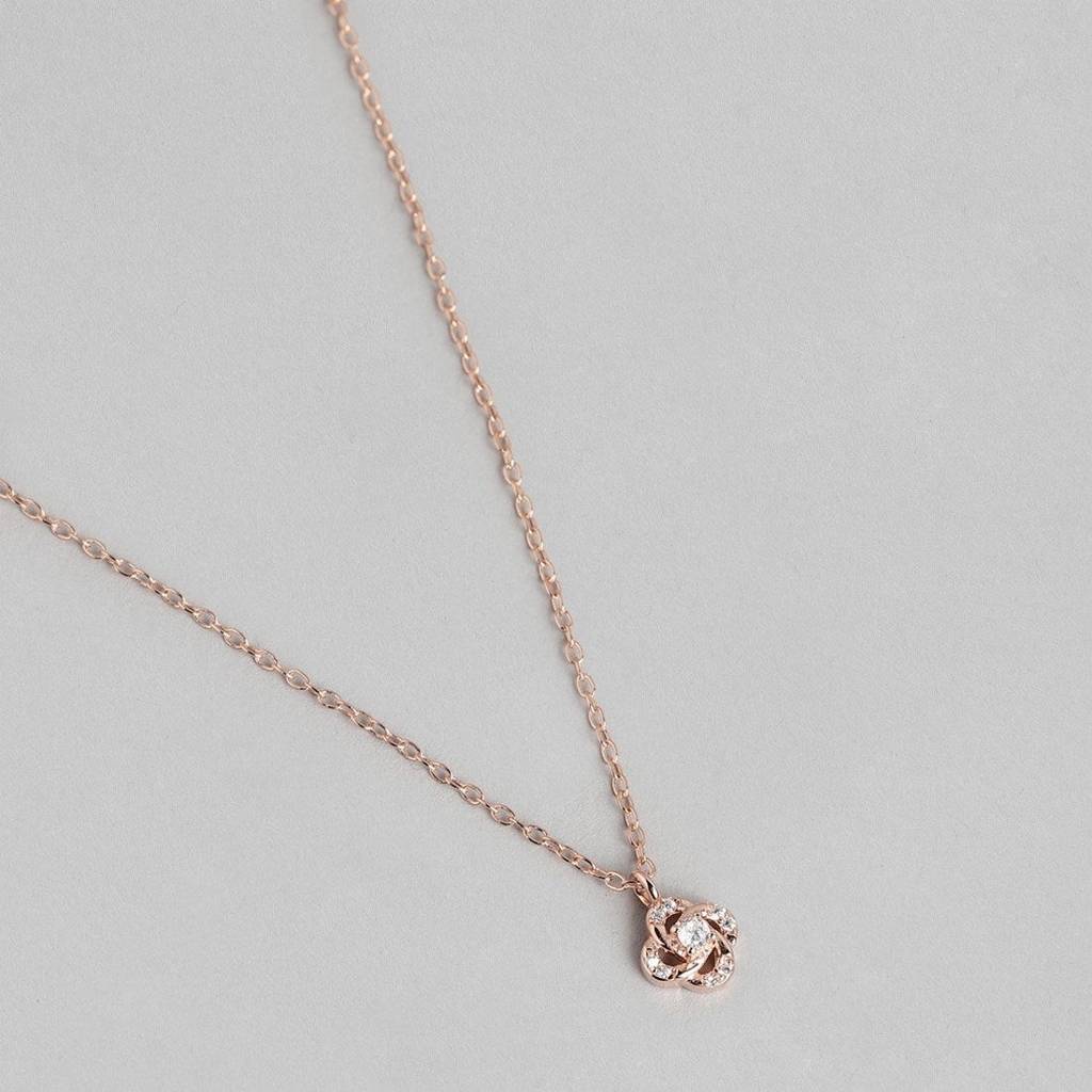 Radiance Rose Gold-Plated Cubic Zirconia Sterling Silver Necklace Chain : NL-30234-RG