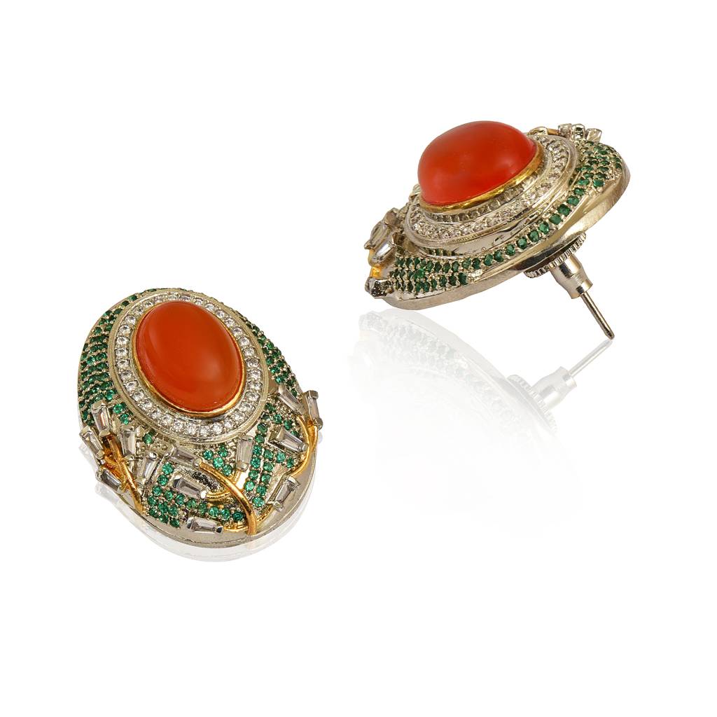 Statement Red Onyx Stud Earrings : IE642D