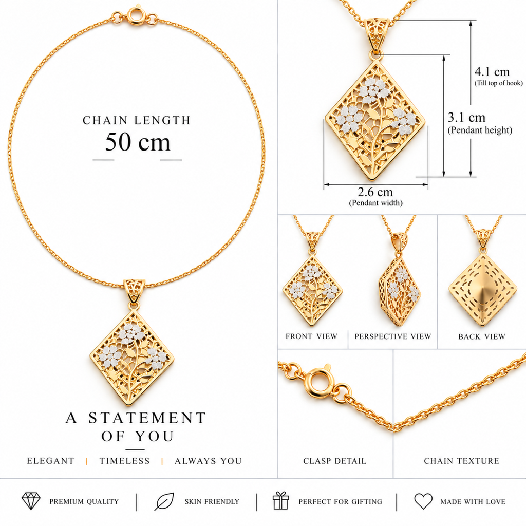 Golden Floral Diamond Necklace : TLC01