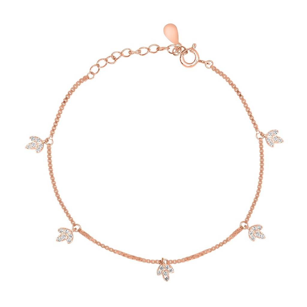 Nature'S Charm Rose Gold Plated 925 Sterling Silver Bracelet : BR-80440-RG