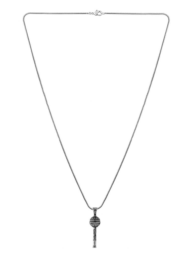 Spiritual Hanuman Gada Silver Pendant Necklace For Men : 8905124579239