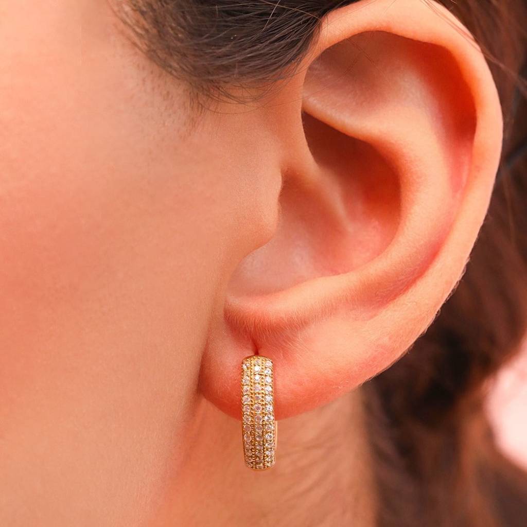 Golden Radiance Gold-Plated 925 Sterling Silver Hoop Earrings : EAR-20317