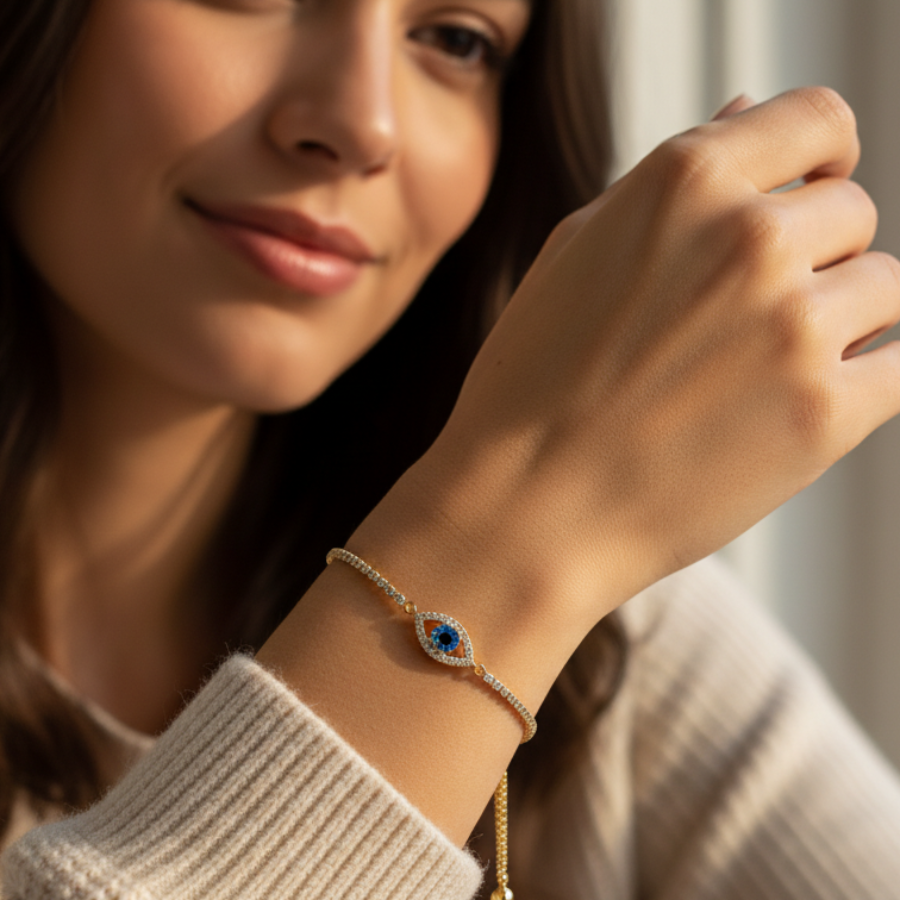 Round Evil Eye Bracelet For Women | Protective Symbolic Bracelet Jewellery : 5446820994