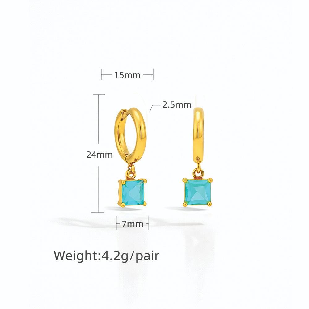 Women Gold-Toned Stone Hoop Drop Earrings : 1007501