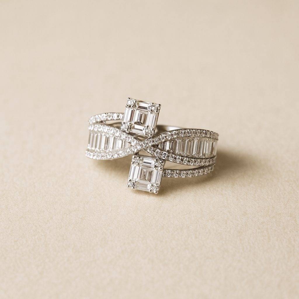 Stellar Diamond Silver Ring : R096-WH-D-12