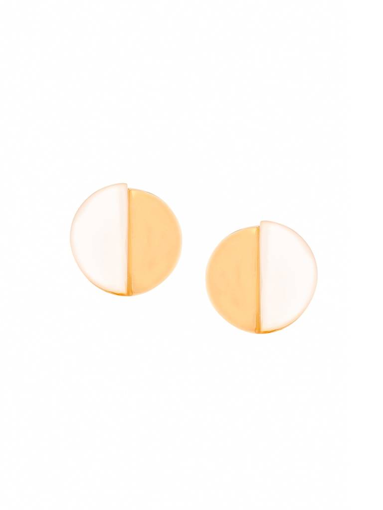 Kicky And Perky 925 Sterling Silver Mop Round Stud Earring : VSILIJE047_G