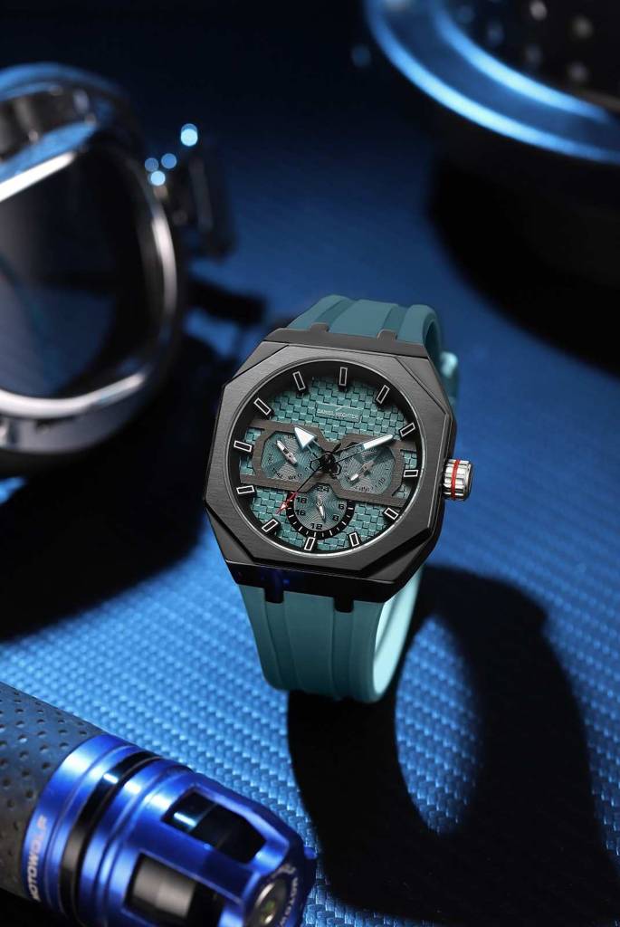 Daniel Hechter Paris Kleber Collection Sporty Multifunction Watch For Men With Checkered Geometric Dial, Day & Da : DHM1023-04