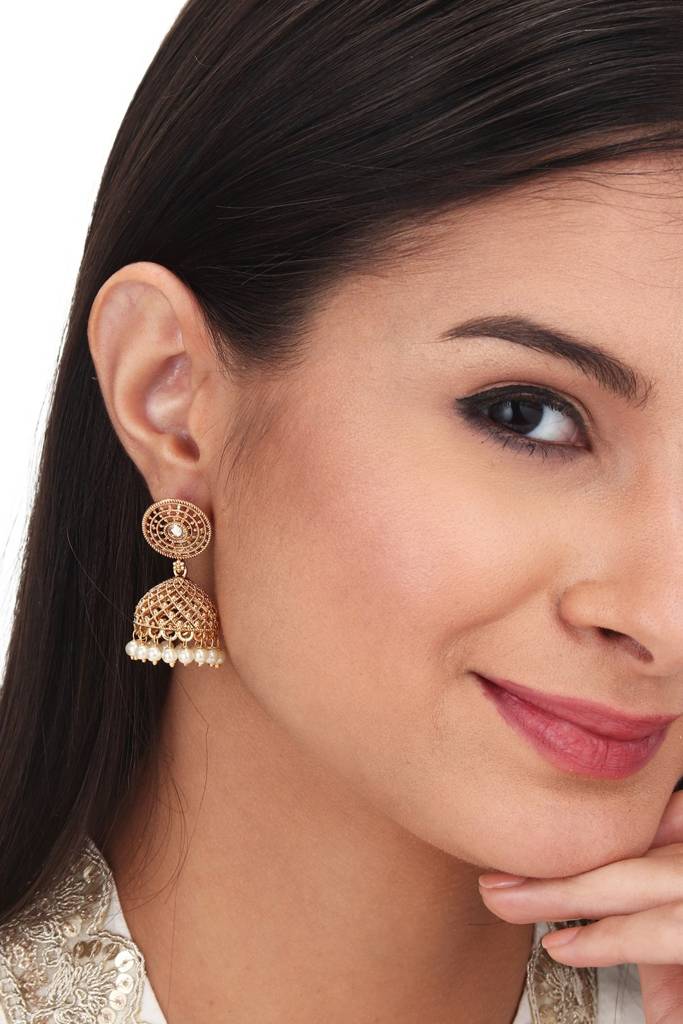Gold Plated Temple Style Jhumka : S23MRERM21GLD