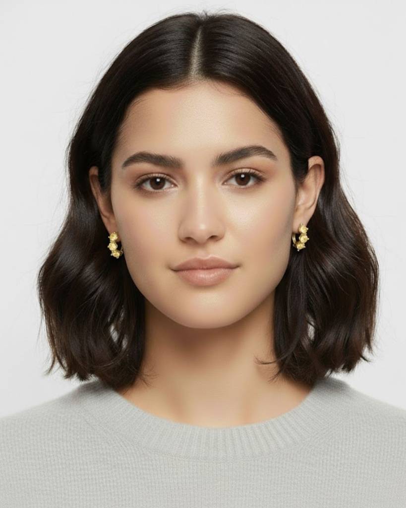 Birthstone Earring For Women | Premium Triple Stone Huggies | November Topaz : CJST226393811KP