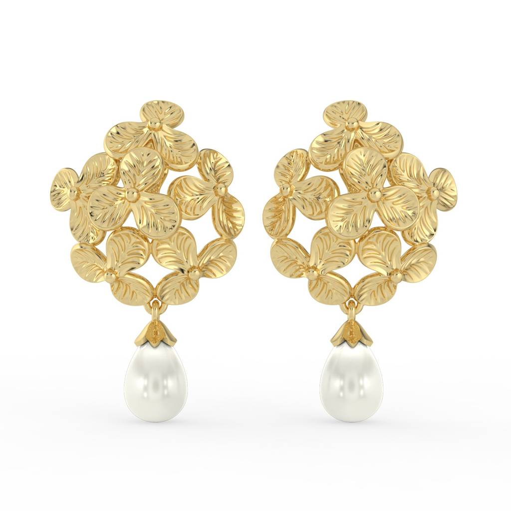 Bloom Freshwater Pearl Drop Earrings : ERG-BLM-PRL