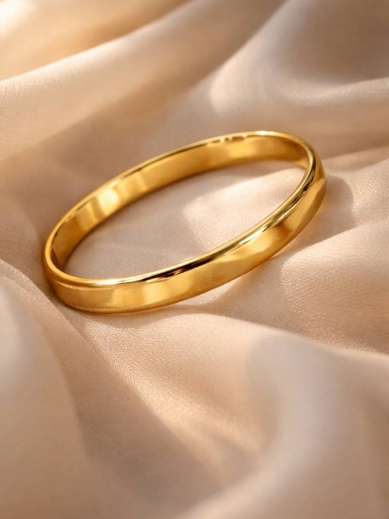18K Gold Plated Thick Plain Cuff Bracelet – Waterproof Steel : S925B814TPC