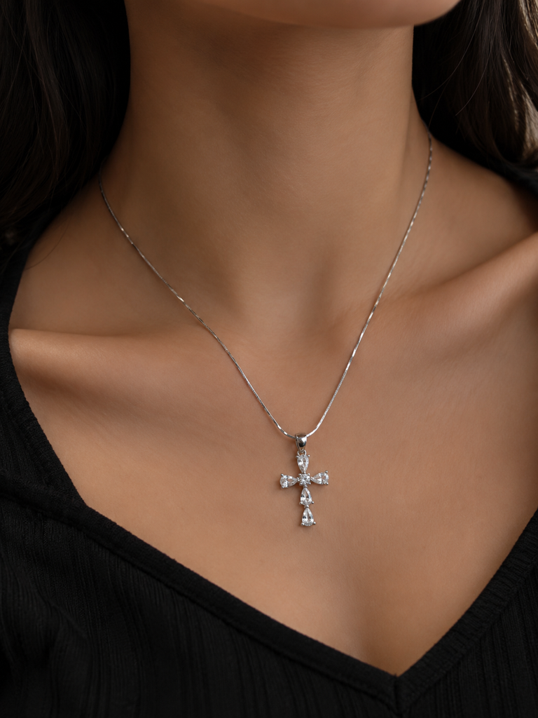 925 Silver Divine Glow Cross Pendant : PH04555