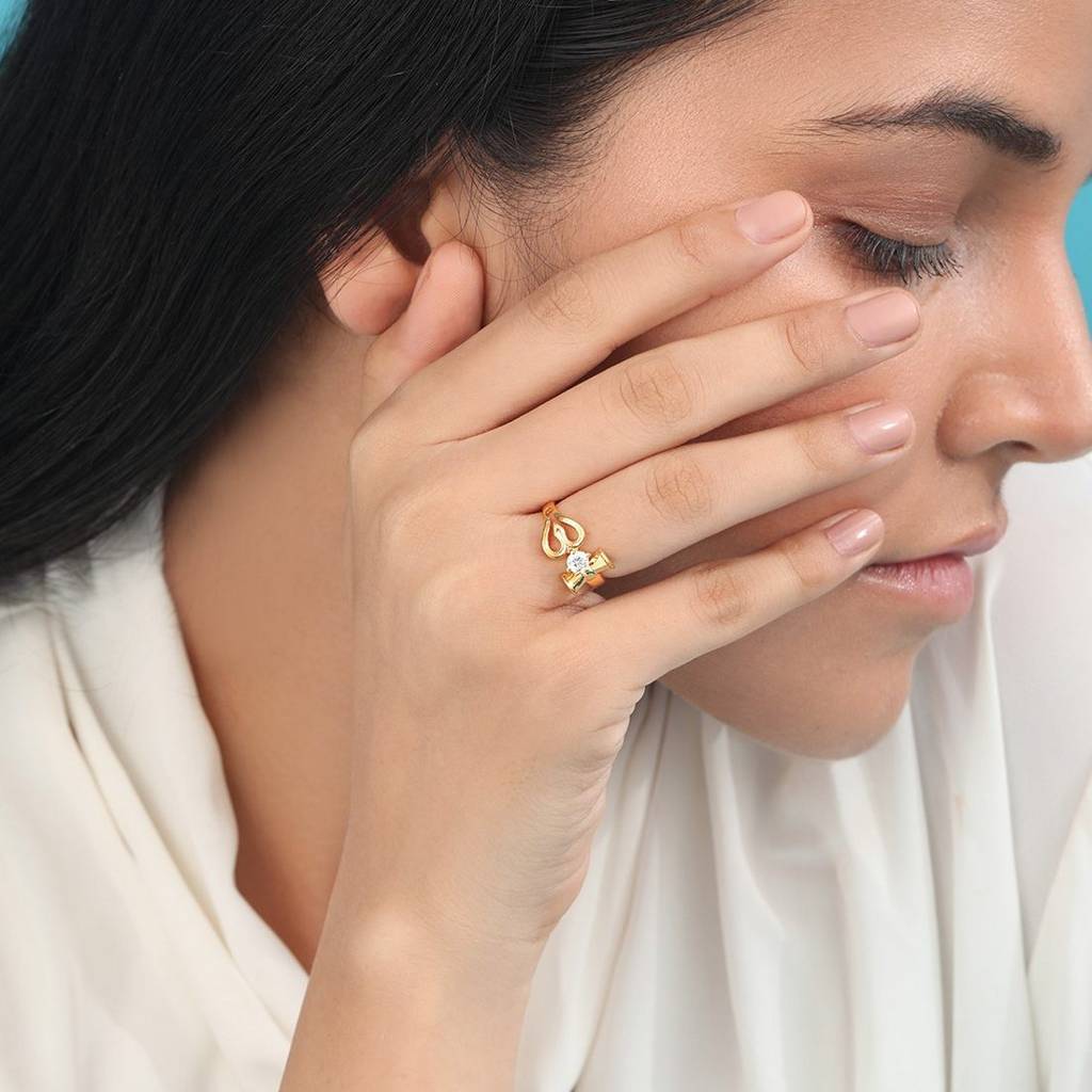 Divine Trishul 925 Sterling Silver Gold-Plated Ring (Onesize) : RNG-40363-G