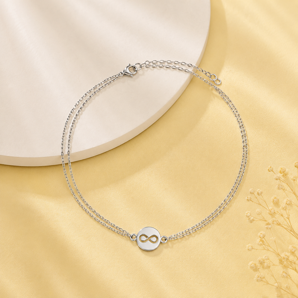 Silver Infinity Charm Anklet : AN03310